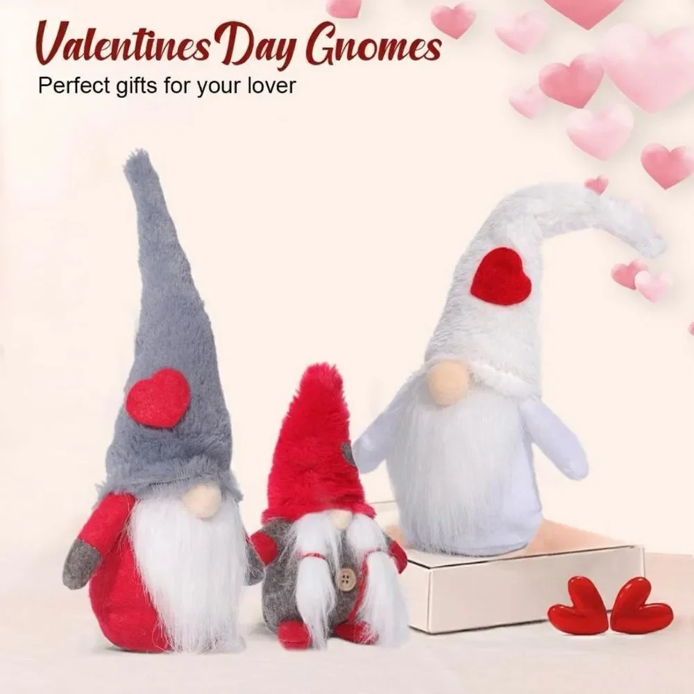 3 Christmas Gnomes Plush Dolls Christmas And Valentine’s Day Decoration NIB